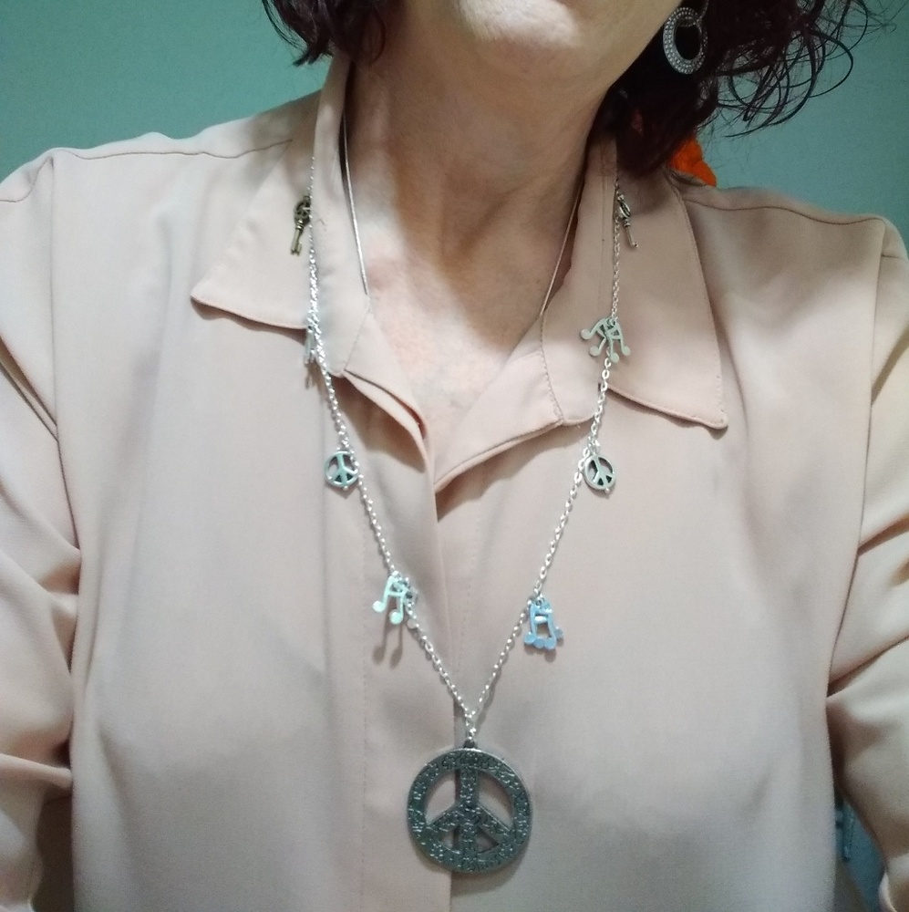 Custom charm necklace...peace and music notes